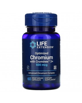 Life Extension, оптимизированный хром с Crominex 3+, 500 мкг, 60 вегетарианских капсул